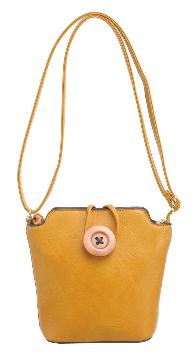 SMALL WOODEN BUTTON CROSSBODY BAG