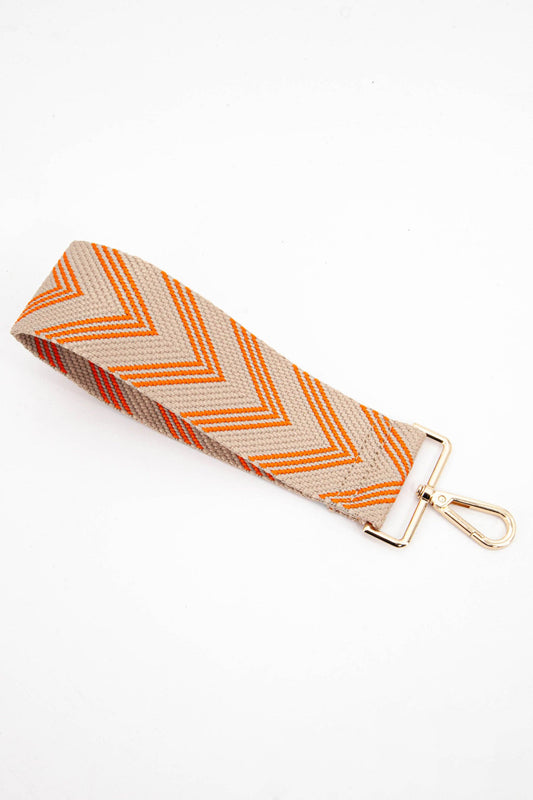 Two Tone Chevron Print Woven Wrist Strap in Orange - Pursenalities_uk