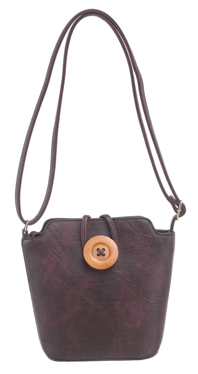 SMALL WOODEN BUTTON CROSSBODY BAG