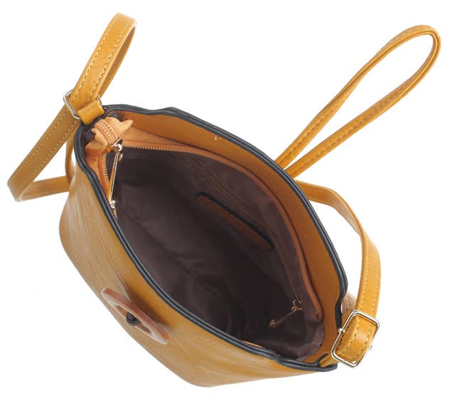 SMALL WOODEN BUTTON CROSSBODY BAG