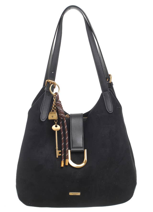 SUEDE SHOULDER BAG WITH CHARM