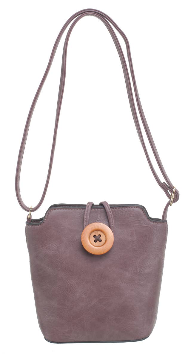 SMALL WOODEN BUTTON CROSSBODY BAG