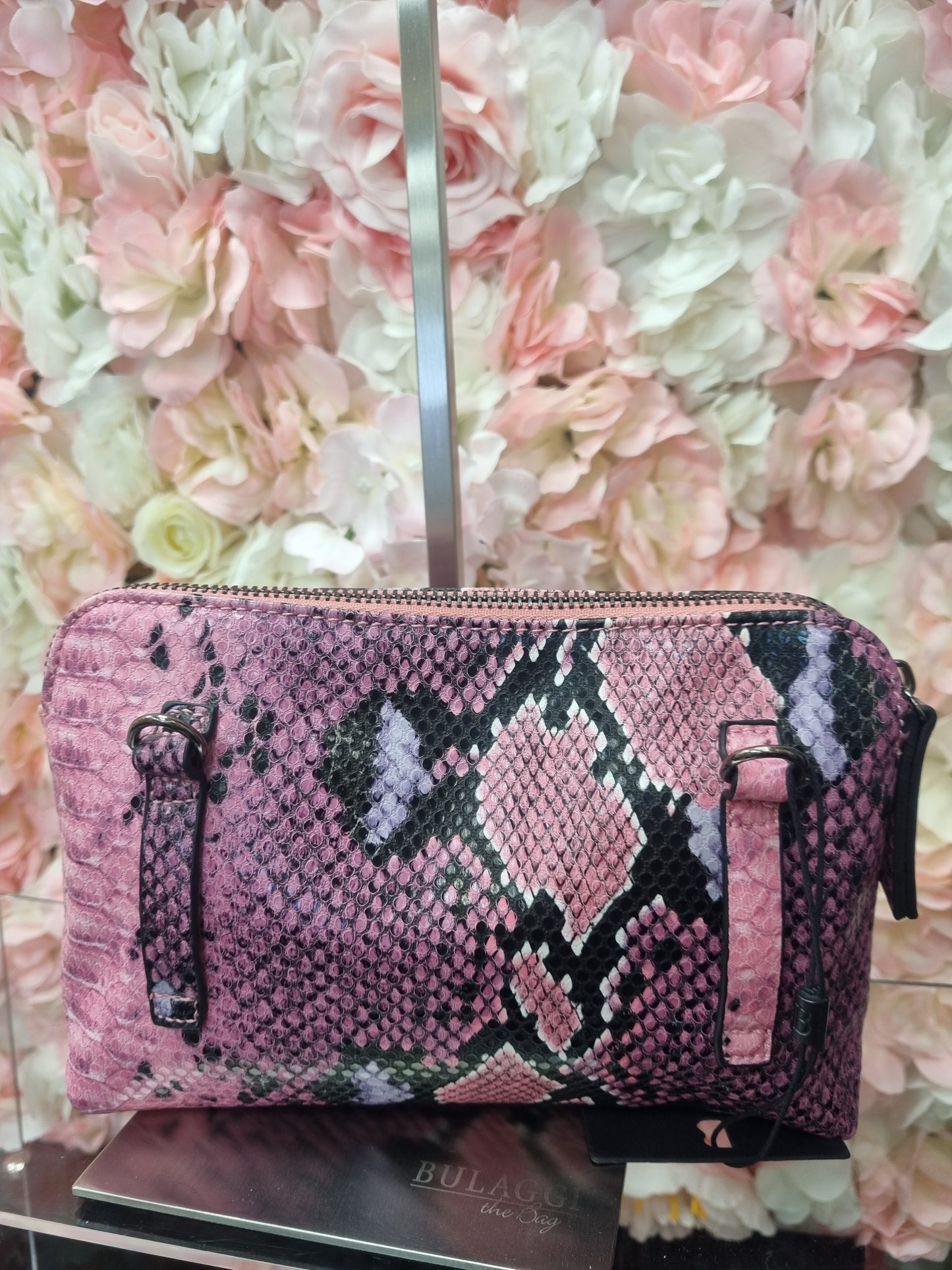 Bulaggi  Hot pink snakeskin print belt bag