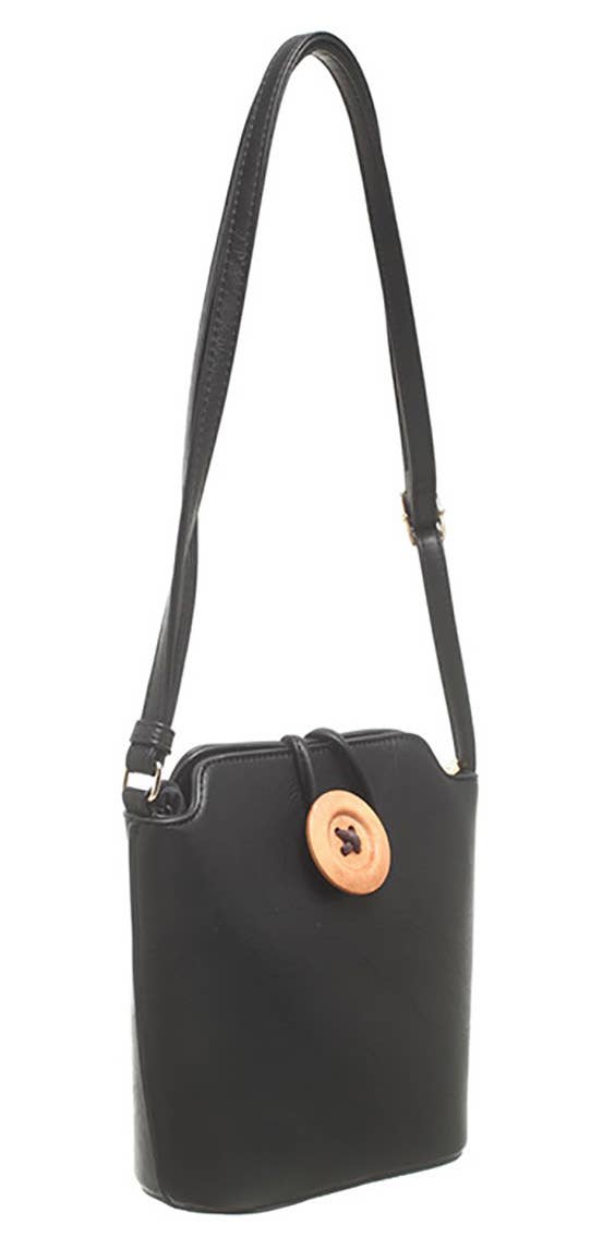 SMALL WOODEN BUTTON CROSSBODY BAG