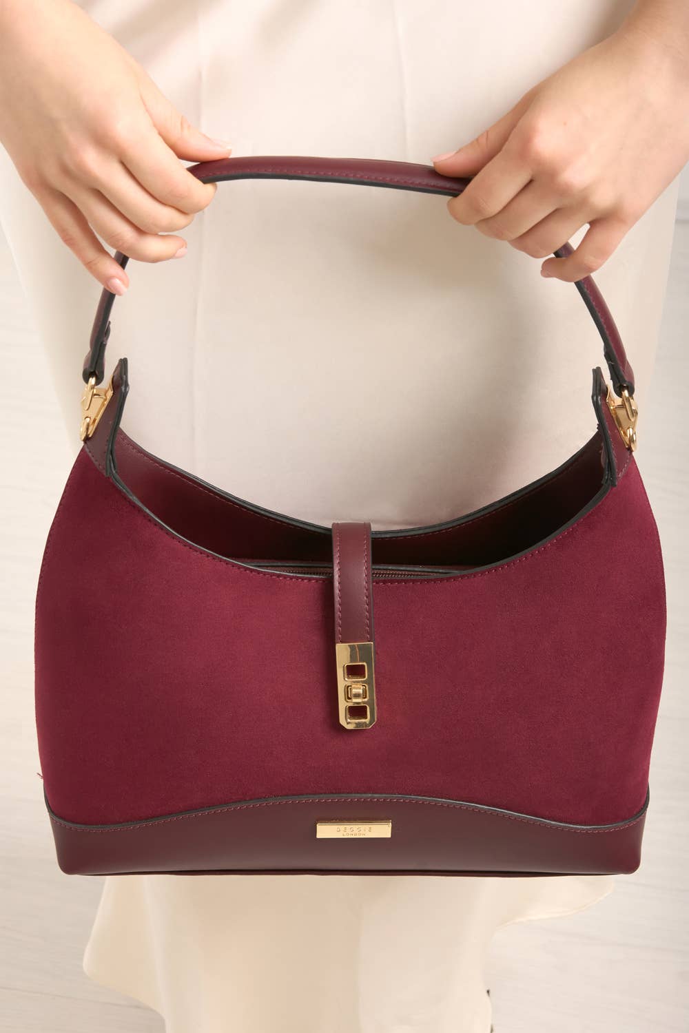 FINEST SUEDE TRIM HOBO BAG