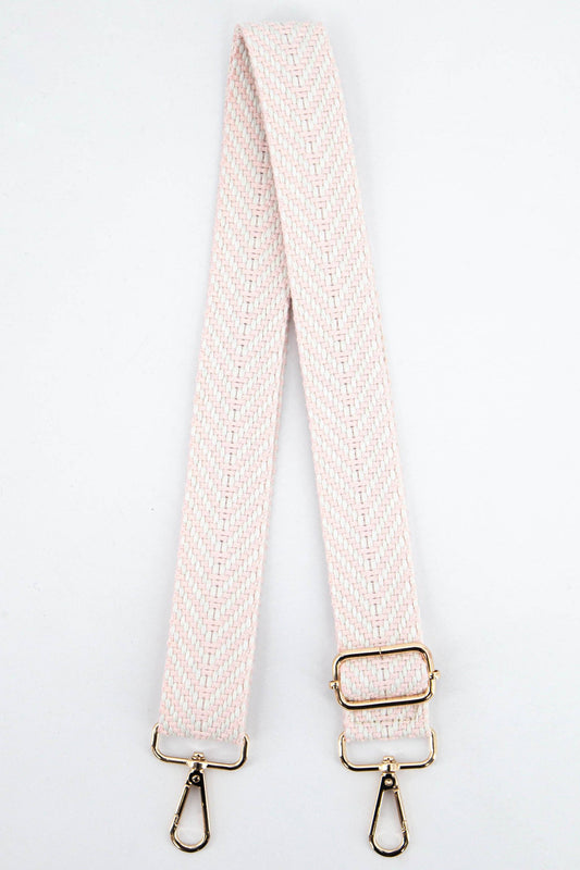 Chevron Print Woven Bag Strap in Light Pink - Pursenalities_uk
