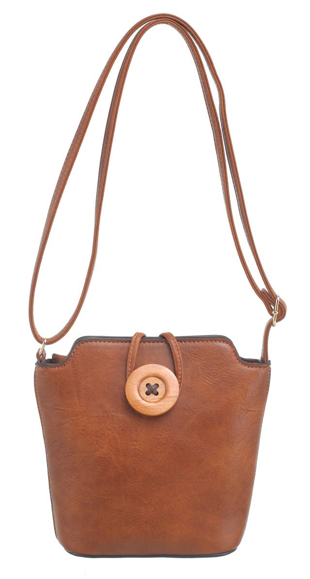 SMALL WOODEN BUTTON CROSSBODY BAG