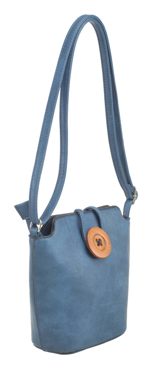 SMALL WOODEN BUTTON CROSSBODY BAG