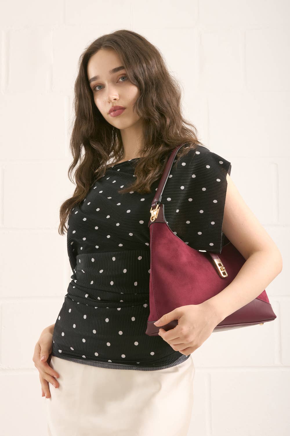 FINEST SUEDE TRIM HOBO BAG