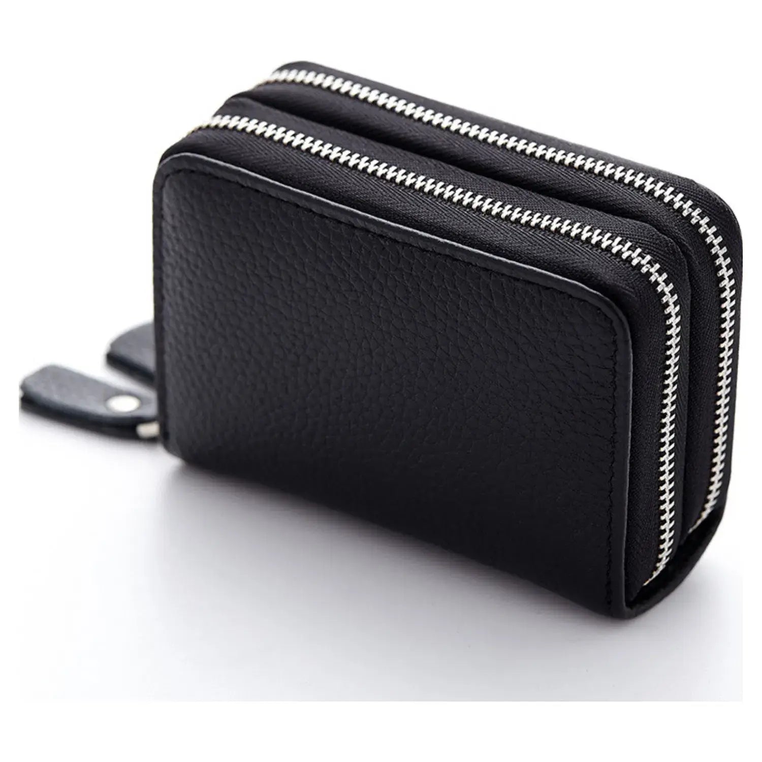 RFID Real Leather Double Zip Card Holder Coin Purse -1904