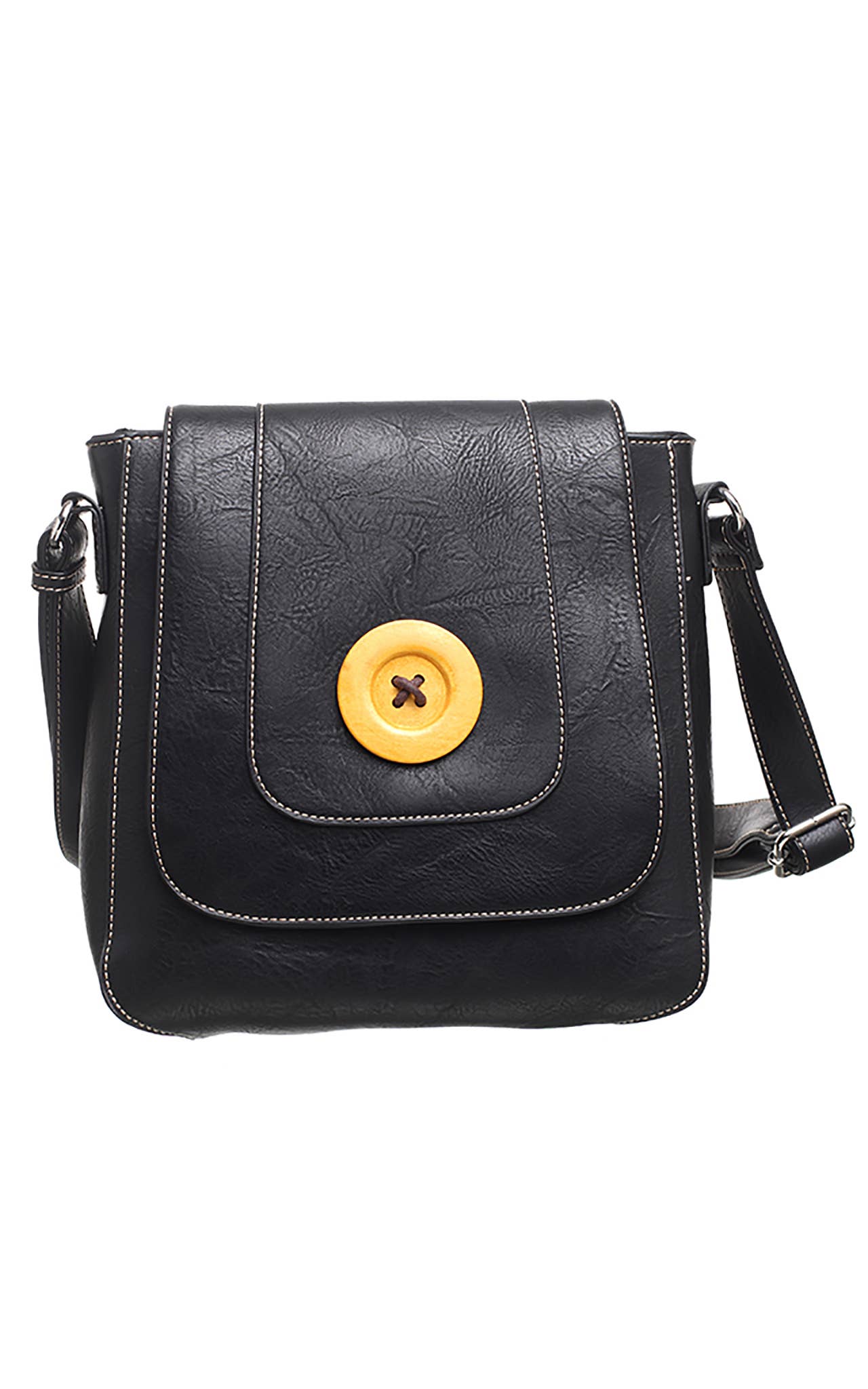 CLASSIC FLAP OVER WOODEN BUTTON CROSS BODY BAG - Pursenalities_uk
