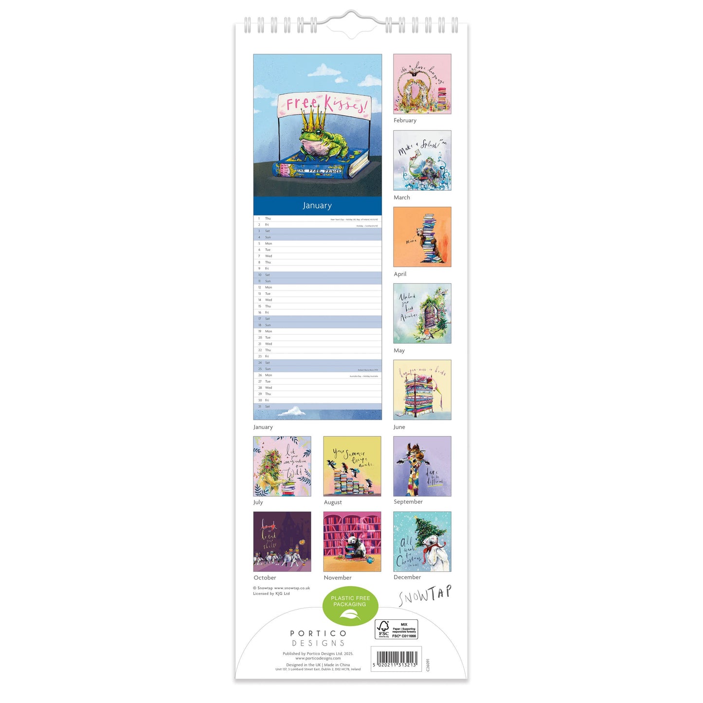 Snowtap Bookish Slim 2026 Calendar
