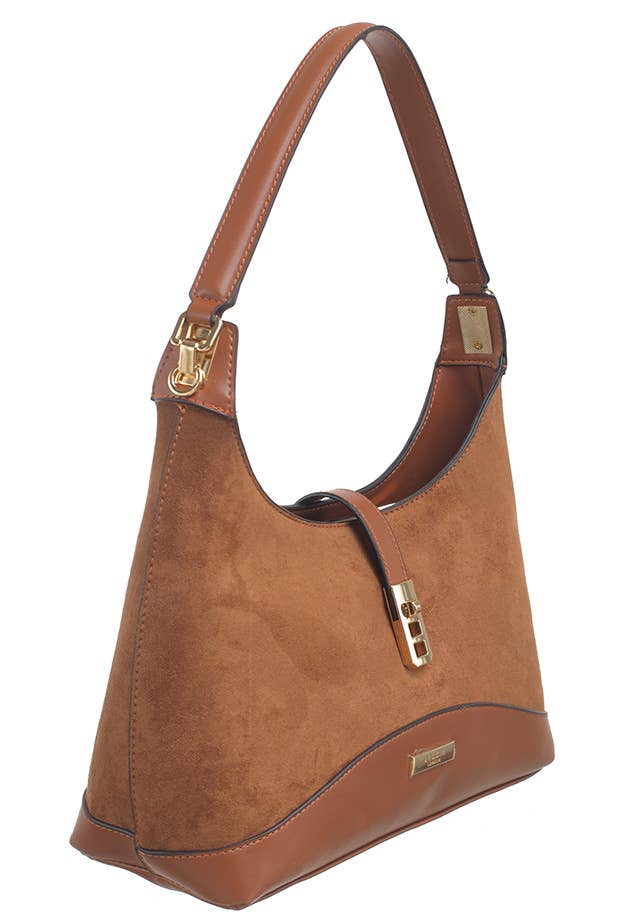 FINEST SUEDE TRIM HOBO BAG