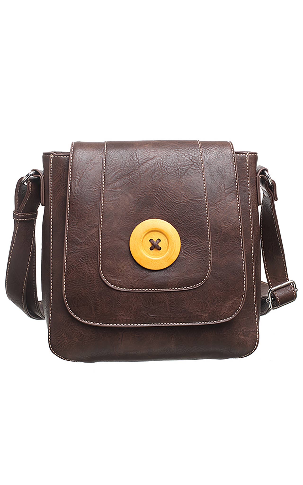 CLASSIC FLAP OVER WOODEN BUTTON CROSS BODY BAG - Pursenalities_uk