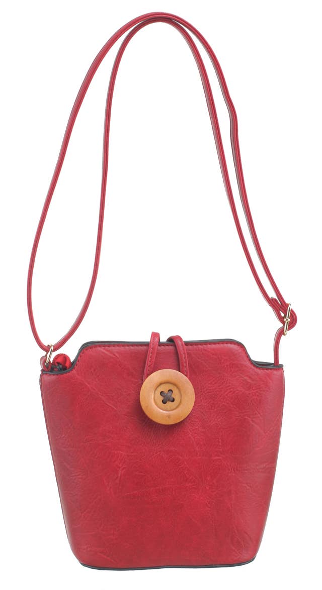SMALL WOODEN BUTTON CROSSBODY BAG