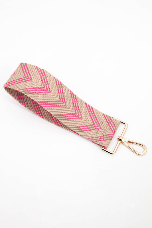 Two Tone Chevron Print Woven Wrist Strap in Pink - Pursenalities_uk