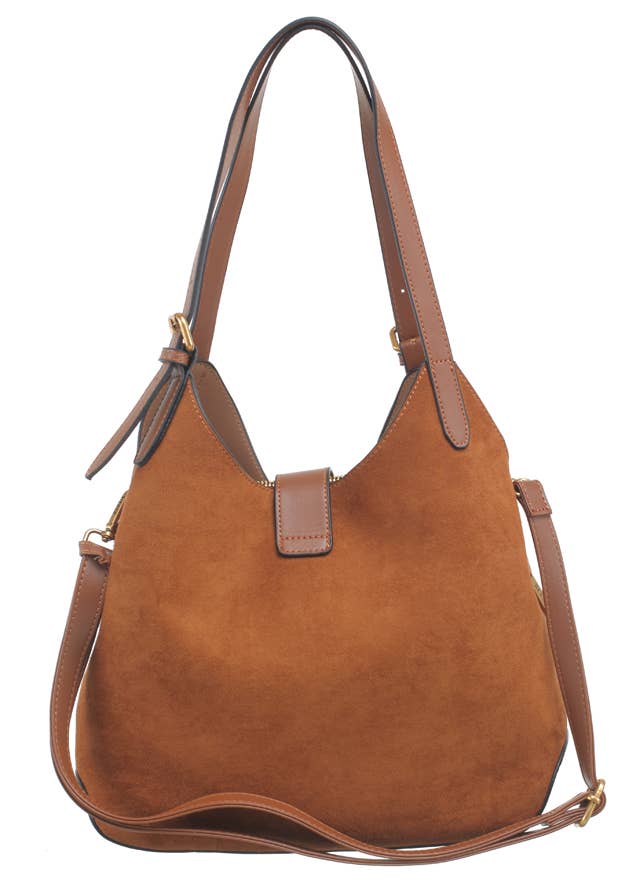 SUEDE SHOULDER BAG WITH CHARM