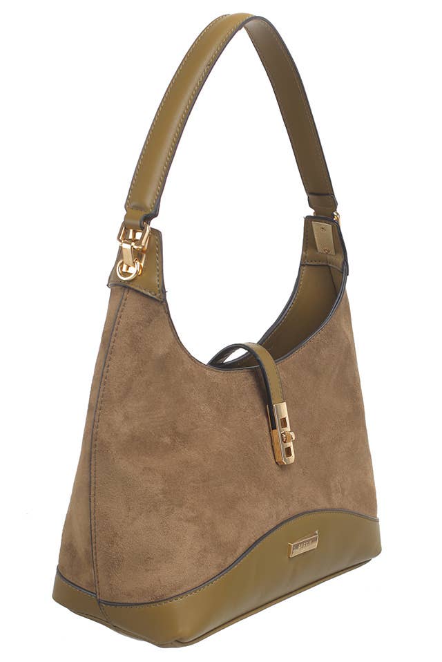FINEST SUEDE TRIM HOBO BAG