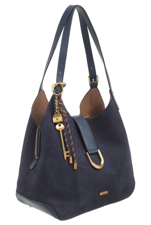 SUEDE SHOULDER BAG WITH CHARM