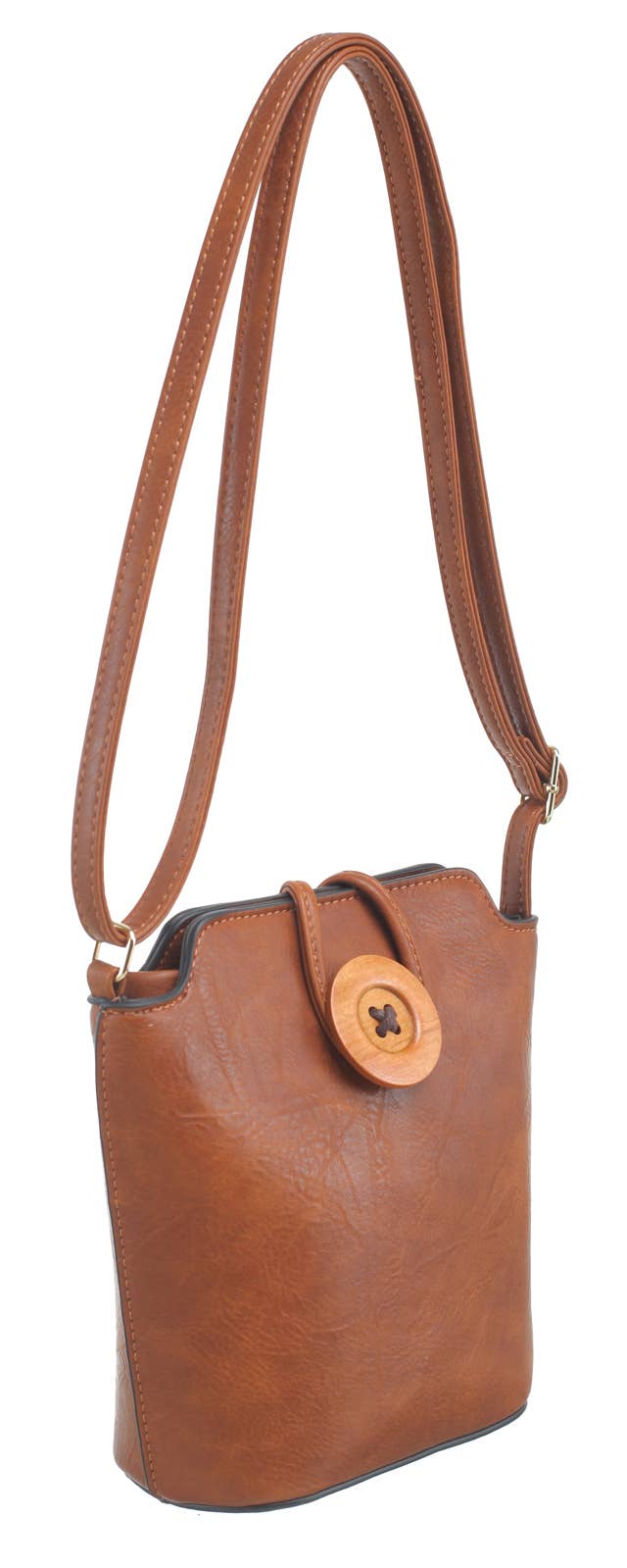 SMALL WOODEN BUTTON CROSSBODY BAG