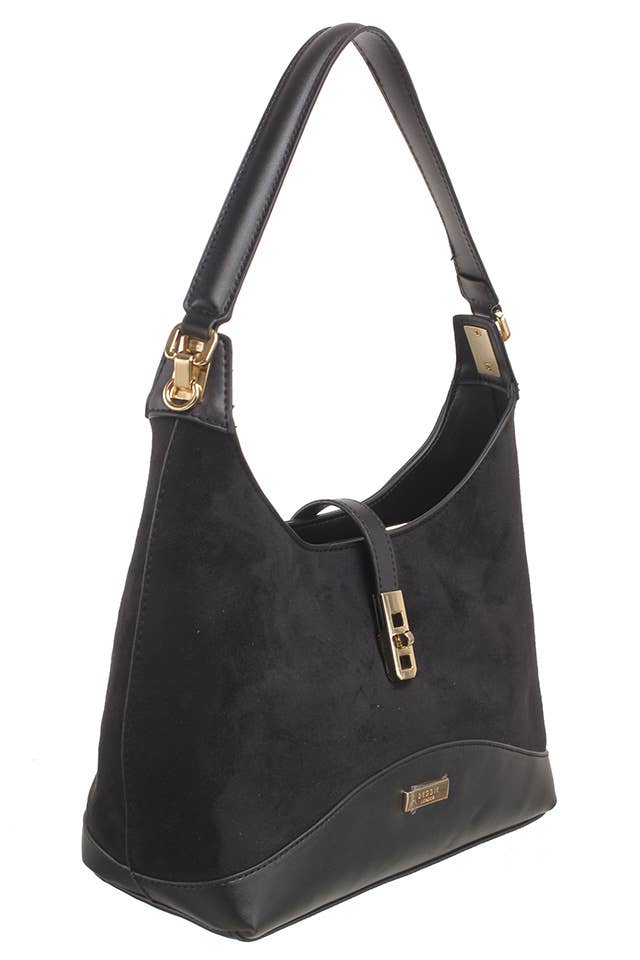 FINEST SUEDE TRIM HOBO BAG