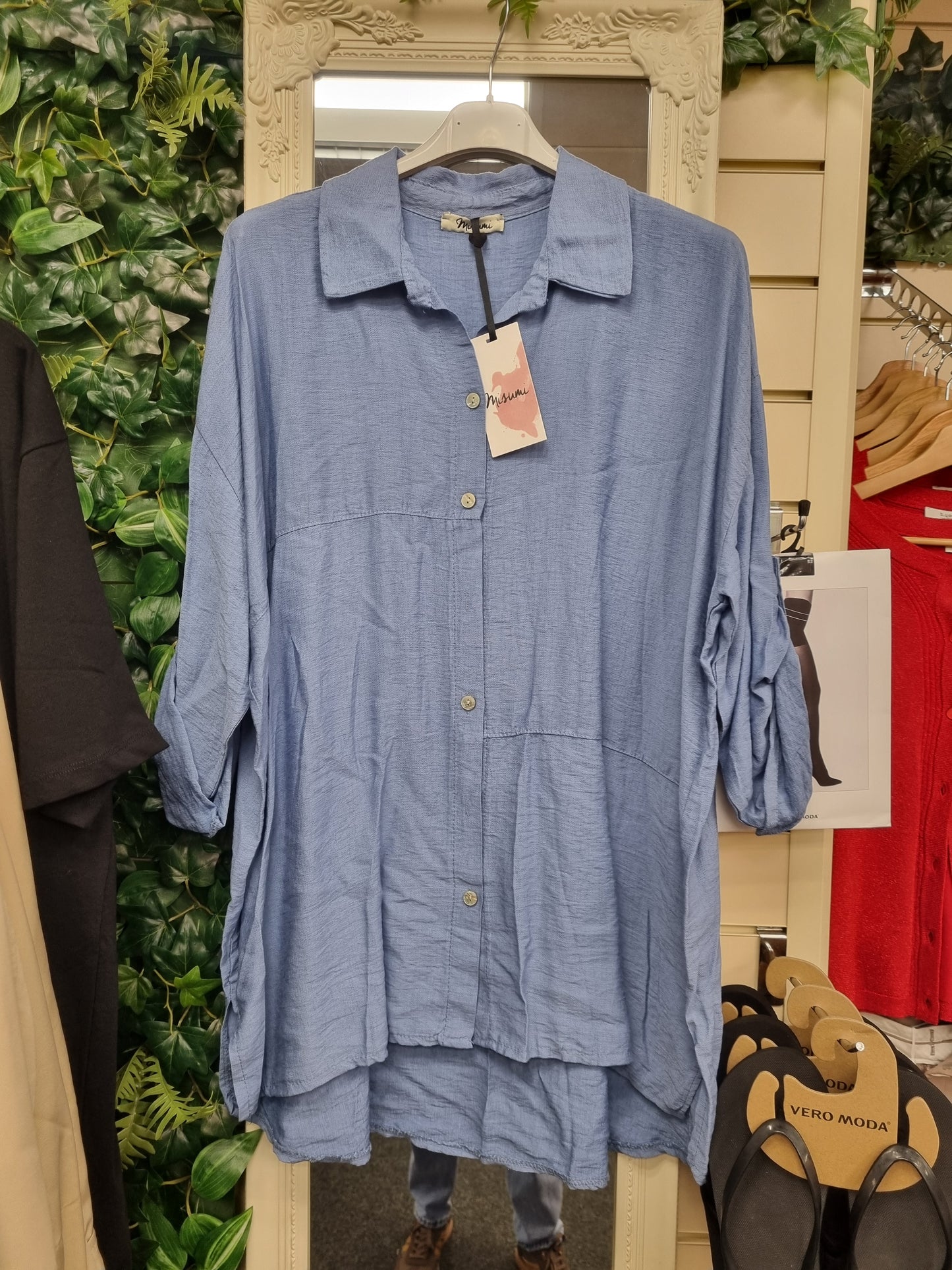 Italian Roll sleeve shell button shirt