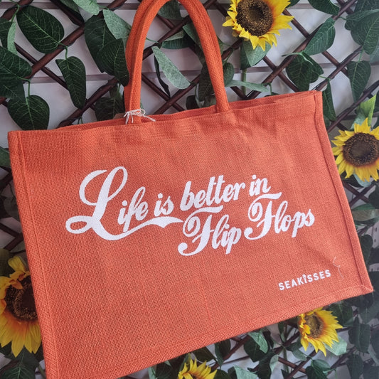 Life is better in Flip Flops Jute bag