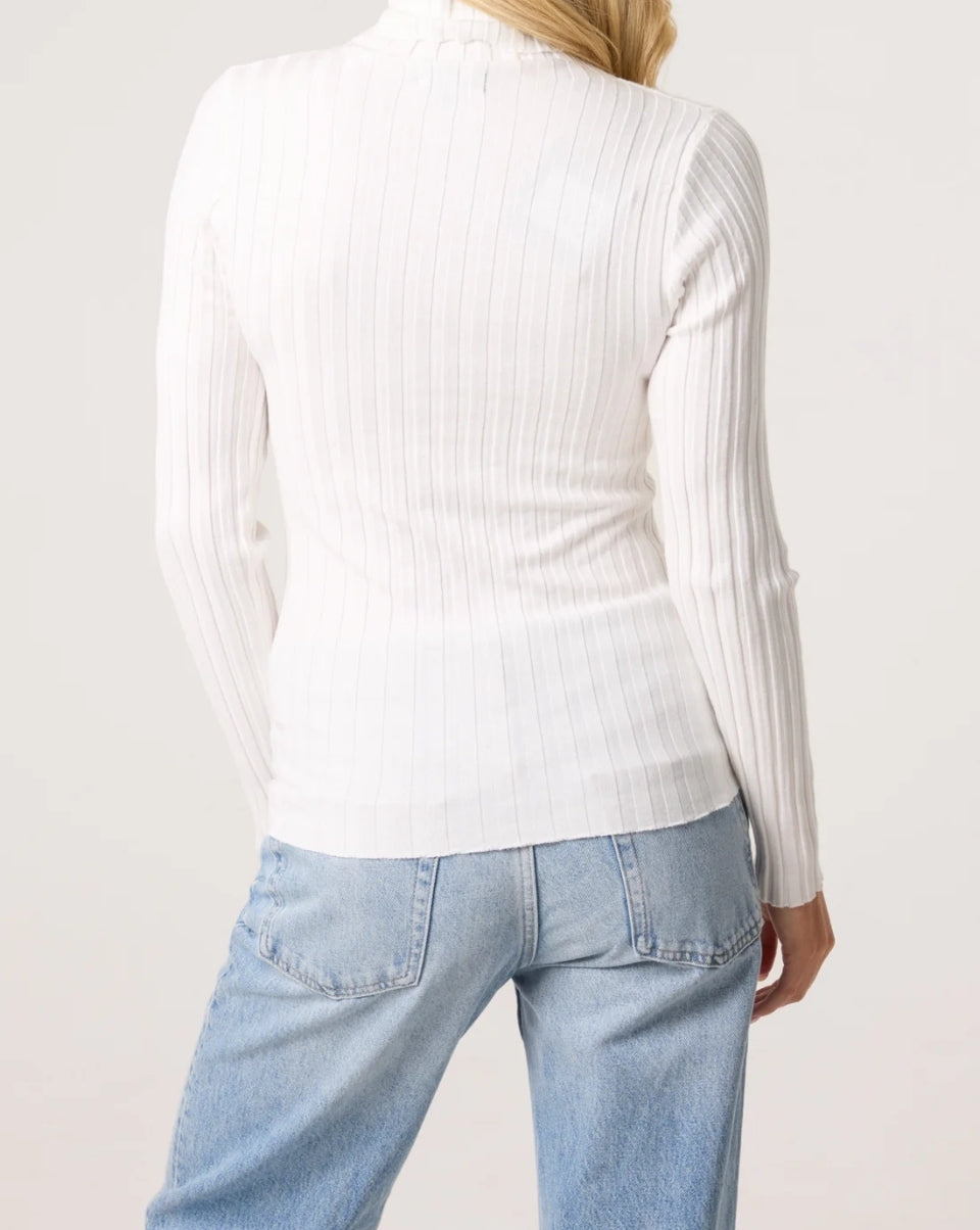 Cream Ribbed roll neck Jumper